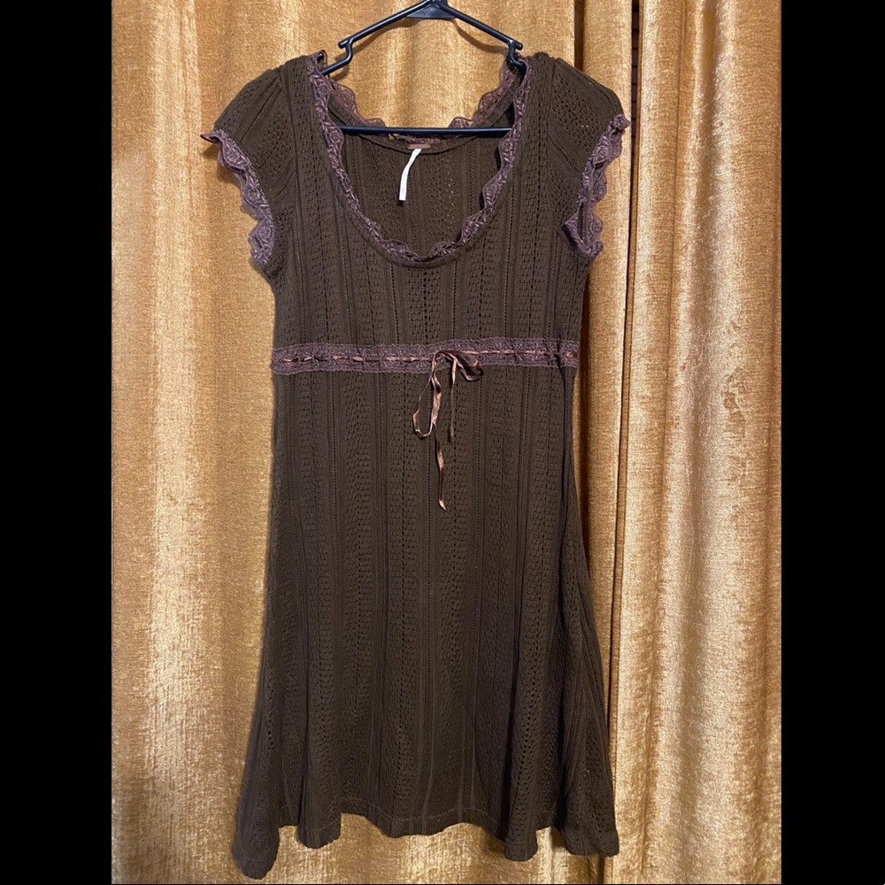 Free people brown knitted mini dress 🌈🍒💖